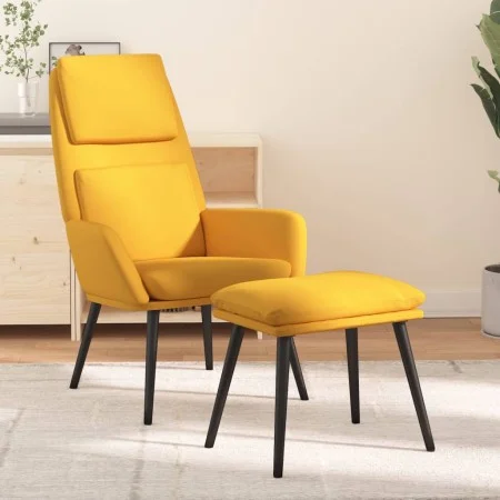 Sillón de relax con reposapiés tela amarillo mostaza de vidaXL, Sillones - Ref: Foro24-3097775, Precio: 126,72 €, Descuento: %