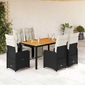 Set de mesa y sillas de jardín 7 pzas y cojines ratán PE negro en Conjuntos de jardín | Comprar online en Foro24