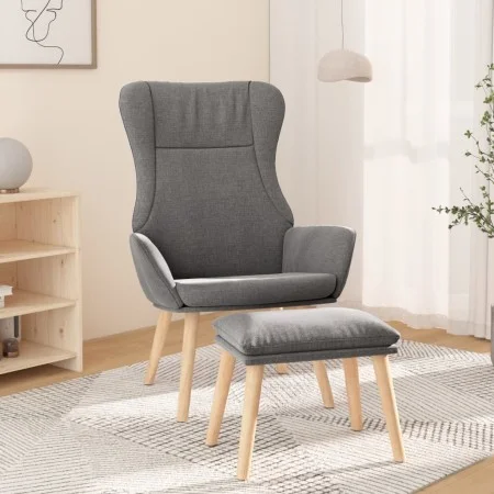 Relaxation armchair with light gray fabric stool by vidaXL, Armchairs - Ref: Foro24-3097882, Price: 128,93 €, Discount: %