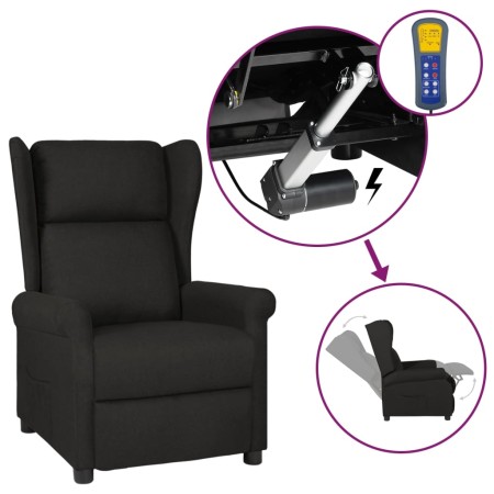 Sillón orejero reclinable eléctrico tela negro de vidaXL, Sillones - Ref: Foro24-3098321, Precio: 291,59 €