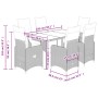 Set de mesa y sillas jardín 7 pzas con cojines ratán PE marrón