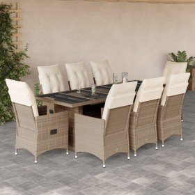 Set de mesa y sillas de jardín 5 pzas y cojines ratán PE beige en Conjuntos de jardín | Comprar online en Foro24