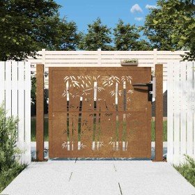 Puerta de jardín acero corten diseño bambú 105x105 cm Puerta de jardín acero corten diseño bambú 105x105 cm