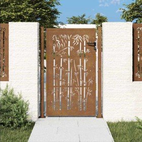 Puerta de jardín acero corten diseño bambú 105x130 cm Puerta de jardín acero corten diseño bambú 105x130 cm
