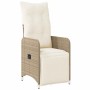 Set de mesa y sillas de jardín 5 pzas y cojines ratán PE beige