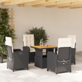 Set de muebles jardín 5 pzas con cojines ratán sintético negro Set de muebles jardín 5 pzas con cojines ratán sintético negro