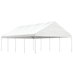 Cenador con techo polietileno blanco 8,92x5,88x3,75 m