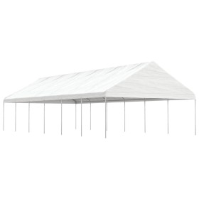 Cenador con techo polietileno blanco 13,38x5,88x3,75 m