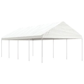 Cenador con techo polietileno blanco 8,92x4,08x3,22 m