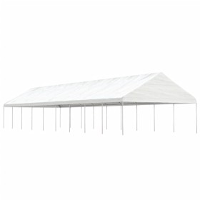 Cenador con techo polietileno blanco 20,07x5,88x3,75 m