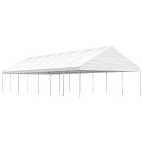Cenador con techo polietileno blanco 15,61x5,88x3,75 m