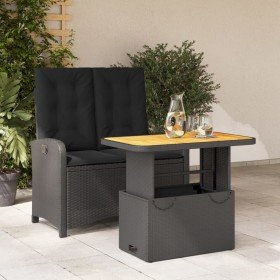 Set comedor de jardín 2 pzas con cojines ratán sintético negro Set comedor de jardín 2 pzas con cojines ratán sintético negro