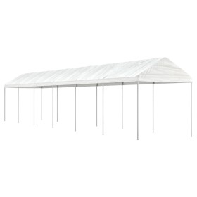 Cenador con techo polietileno blanco 13,38x2,28x2,69 m