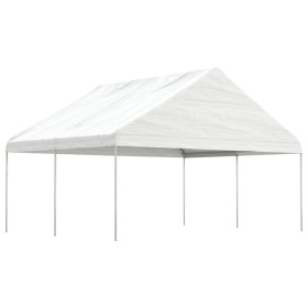 Cenador con techo polietileno blanco 4,46x5,88x3,75 m