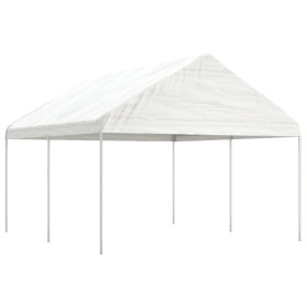 Cenador con techo polietileno blanco 4,46x4,08x3,22 m