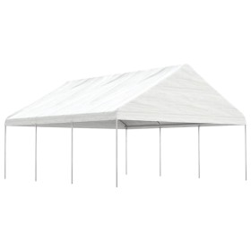 Cenador con techo polietileno blanco 6,69x5,88x3,75 m