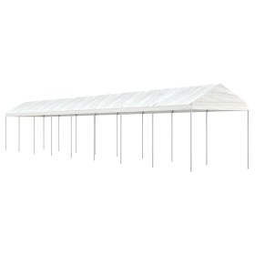 Cenador con techo polietileno blanco 17,84x2,28x2,69 m