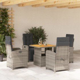 Set comedor de jardín 5 piezas con cojines ratán sintético gris en Conjuntos de jardín | Comprar online en Foro24