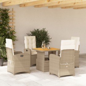 Set comedor de jardín 5 pzas con cojines ratán sintético beige en Conjuntos de jardín | Comprar online en Foro24
