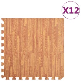 Alfombrillas de goma EVA vetas de madera 12 uds 4,32 ㎡