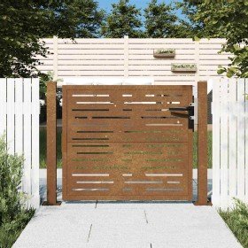 Puerta de jardín acero corten diseño cuadrado 105x80 cm