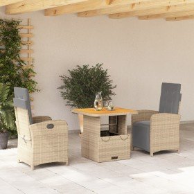 Set comedor de jardín 3 pzas con cojines ratán sintético beige en Conjuntos de jardín | Comprar online en Foro24