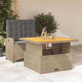 Set comedor de jardín 2 pzas con cojines ratán sintético beige Set comedor de jardín 2 pzas con cojines ratán sintético beige