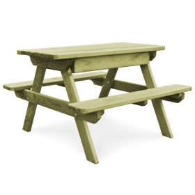 Mesa de pícnic y bancos niños madera pino impregnada 90x90x58cm