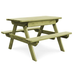 Mesa de pícnic y bancos niños madera pino impregnada 90x90x58cm de vidaXL, Mesas de jardín - Ref: Foro24-45148, Precio: 141,5...