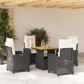 Set de muebles jardín 5 pzas con cojines ratán sintético negro