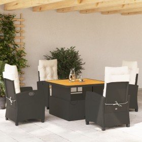 Set de muebles jardín 5 pzas con cojines ratán sintético negro
