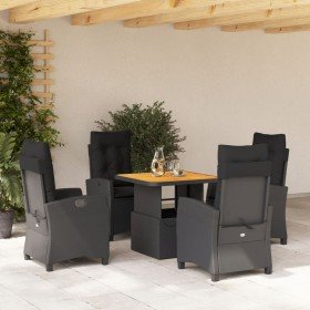 Set de muebles jardín 5 pzas con cojines ratán sintético negro en Conjuntos de jardín | Comprar online en Foro24