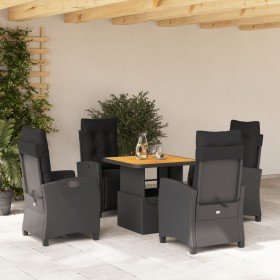 Set de muebles jardín 5 pzas con cojines ratán sintético negro en Conjuntos de jardín | Comprar online en Foro24