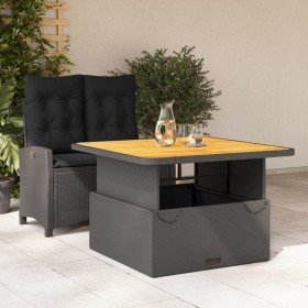Set comedor de jardín 2 pzas con cojines ratán sintético negro Set comedor de jardín 2 pzas con cojines ratán sintético negro