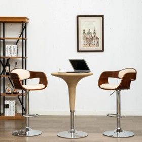 Kitchen stools 2 pcs curved wood cream synthetic leather by vidaXL, Kitchen stools - Ref: Foro24-3052712, Price: 296,20 €, Di...