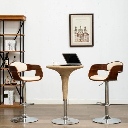 Küchenhocker, 2 Stück, gebogenes Holz, cremefarbenes Kunstleder von vidaXL, Küchenhocker - Ref: Foro24-3052712, Preis: 296,20...