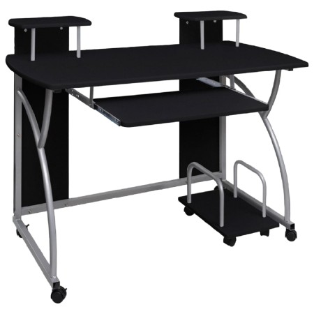 Schwarzer Computertisch aus Sperrholz, 110 x 52 x 88,5 cm von vidaXL, Schreibtische - Ref: Foro24-20582, Preis: 109,95 €, Rab...