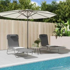 Folding sun loungers 2 units steel and gray textilene by vidaXL, Loungers - Ref: Foro24-360183, Price: 80,39 €, Discount: %