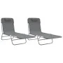 Folding sun loungers 2 units steel and gray textilene by vidaXL, Loungers - Ref: Foro24-360183, Price: 90,35 €, Discount: %