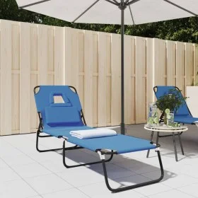 Tumbona plegable tela Oxford acero recubrimiento en polvo azul de vidaXL, Tumbonas - Ref: Foro24-360175, Precio: 53,68 €, Des...