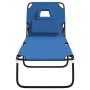Tumbona plegable tela Oxford acero recubrimiento en polvo azul de vidaXL, Tumbonas - Ref: Foro24-360175, Precio: 73,91 €, Des...