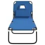 Tumbona plegable tela Oxford acero recubrimiento en polvo azul de vidaXL, Tumbonas - Ref: Foro24-360175, Precio: 69,05 €, Des...