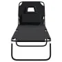Folding steel sun lounger with powder coating and black Oxford fabric by vidaXL, Loungers - Ref: Foro24-360176, Price: 73,08 ...