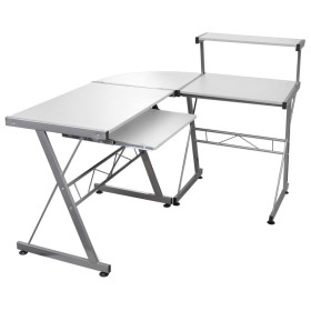 Eckschreibtisch aus weißem Sperrholz 132x112x99 cm von vidaXL, Schreibtische - Ref: Foro24-20587, Preis: 89,56 €, Rabatt: %