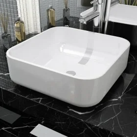 Square white ceramic washbasin 39x39x13.5 cm by vidaXL, Sinks - Ref: Foro24-142338, Price: 79,01 €, Discount: %