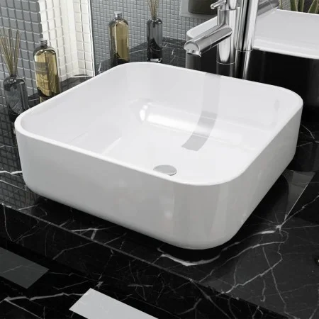 Quadratisches weißes Keramikwaschbecken 39x39x13,5 cm von vidaXL, Sinkt - Ref: Foro24-142338, Preis: 78,88 €, Rabatt: %