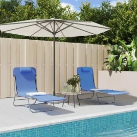 Folding sun loungers 2 pcs steel and blue textilene by vidaXL, Loungers - Ref: Foro24-360180, Price: 89,04 €, Discount: %