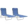 Tumbonas plegables 2 uds acero y textilene azul de vidaXL, Tumbonas - Ref: Foro24-360180, Precio: 89,04 €, Descuento: %