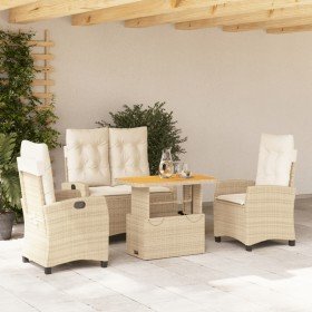Set de comedor jardín con cojines 4 pzas ratán sintético beige en Conjuntos de jardín | Comprar online en Foro24