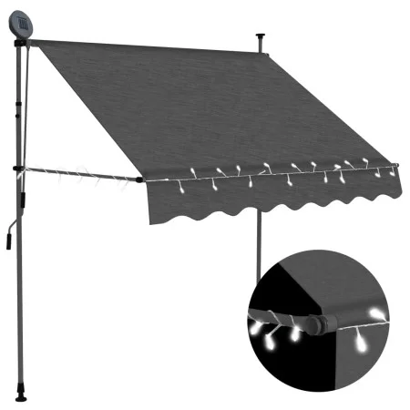 Manual retractable awning with anthracite gray LED 100 cm by vidaXL, Awnings - Ref: Foro24-145862, Price: 92,57 €, Discount: %
